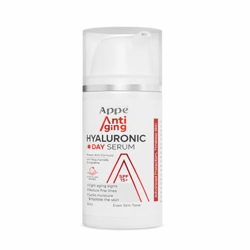 Cosmo APPE Hyaluronic Day Serum 30ml - Anti-Aging Face Serum with SPF 15+, Niacinamide & Argireline - Hydrating & Plumping Formula to Reduce Fine Lines and Even Skin Tone - Timeless Skin Care