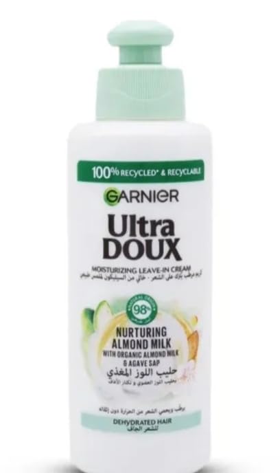 Garnier Hydrating Leave-In Milk, Intensely Nourishes and Revitalizes Hair, With Almond Milk, For All Hair Types, Vegan Formula, Ultra Doux, 200ml