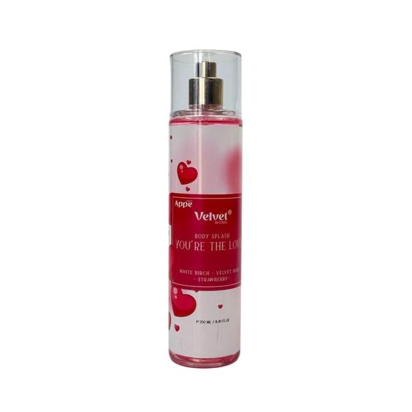 Cosmo APPE Velvet INTENSE "You're the Love" Body Splash for Women 250ml - Long Lasting Fine Fragrance Mist with Strawberry, Rose & White Birch - Sophisticated Fruity-Floral Daily Scent Mist