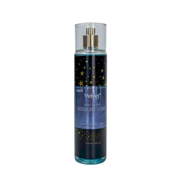 Cosmo APPE Velvet INTENSE Midnight Stars Body Splash for Women 250ml - Long Lasting Celestial Fragrance Mist with Zesty Citrus, Amber & Sandalwood - Warm Oriental Scent for Evening & Daily Wear