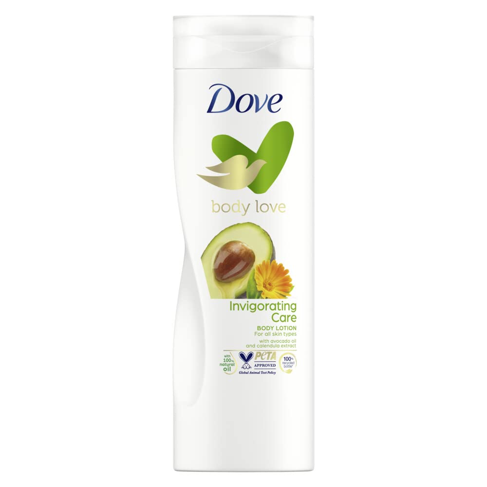 Dove Body Love Invigorating Care Body Lotion, made with 100 percent Natural Oils, Avocado Oil and Calendula Extract, up to 72 hours of Moisturization 400ml