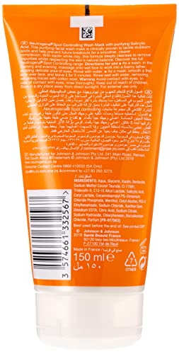 Neutrogena Spot Controlling Face Wash & Mask, Oil-free, Contains Purifying Salicylic Acid, Removes Spots & Makes Skin Smoother & Clearer, Dermatologically Tested, 150ml