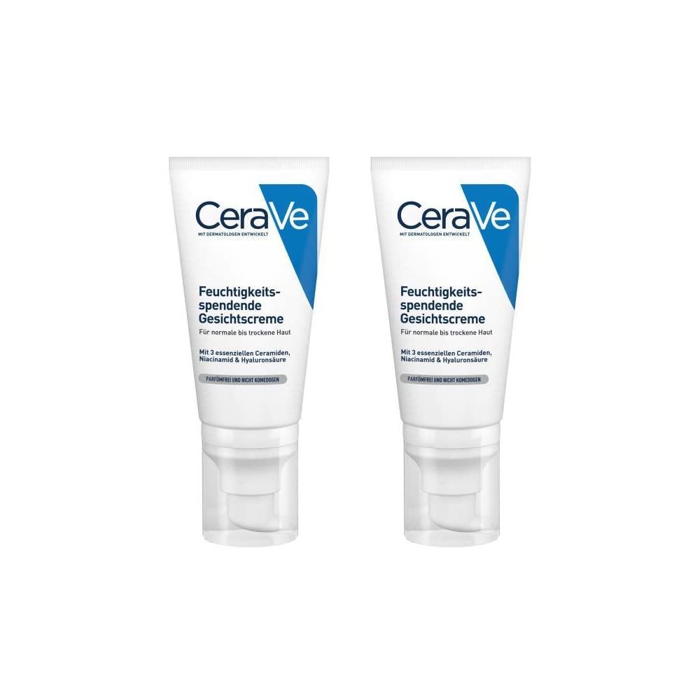 CeraVe Moisturising Night Cream for Normal to Dry Skin with 3 Essential Ceramides and Hyaluronic 2 x 52 ml