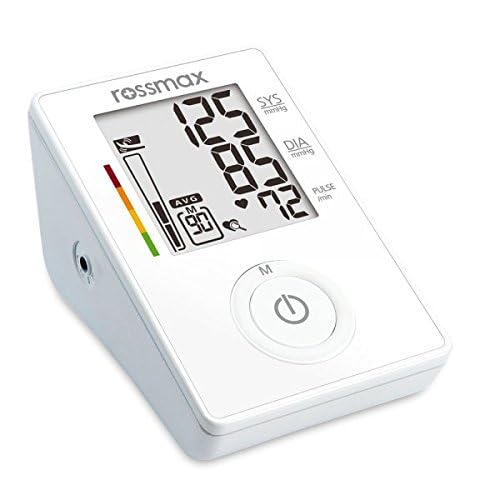 Rossmax CF155 Arm Blood Pressure Monitor - Digital BP Machine with Adjustable Cuff, Large Display, and Memory Function - Home Health Monitoring Device for Accurate Readings, White