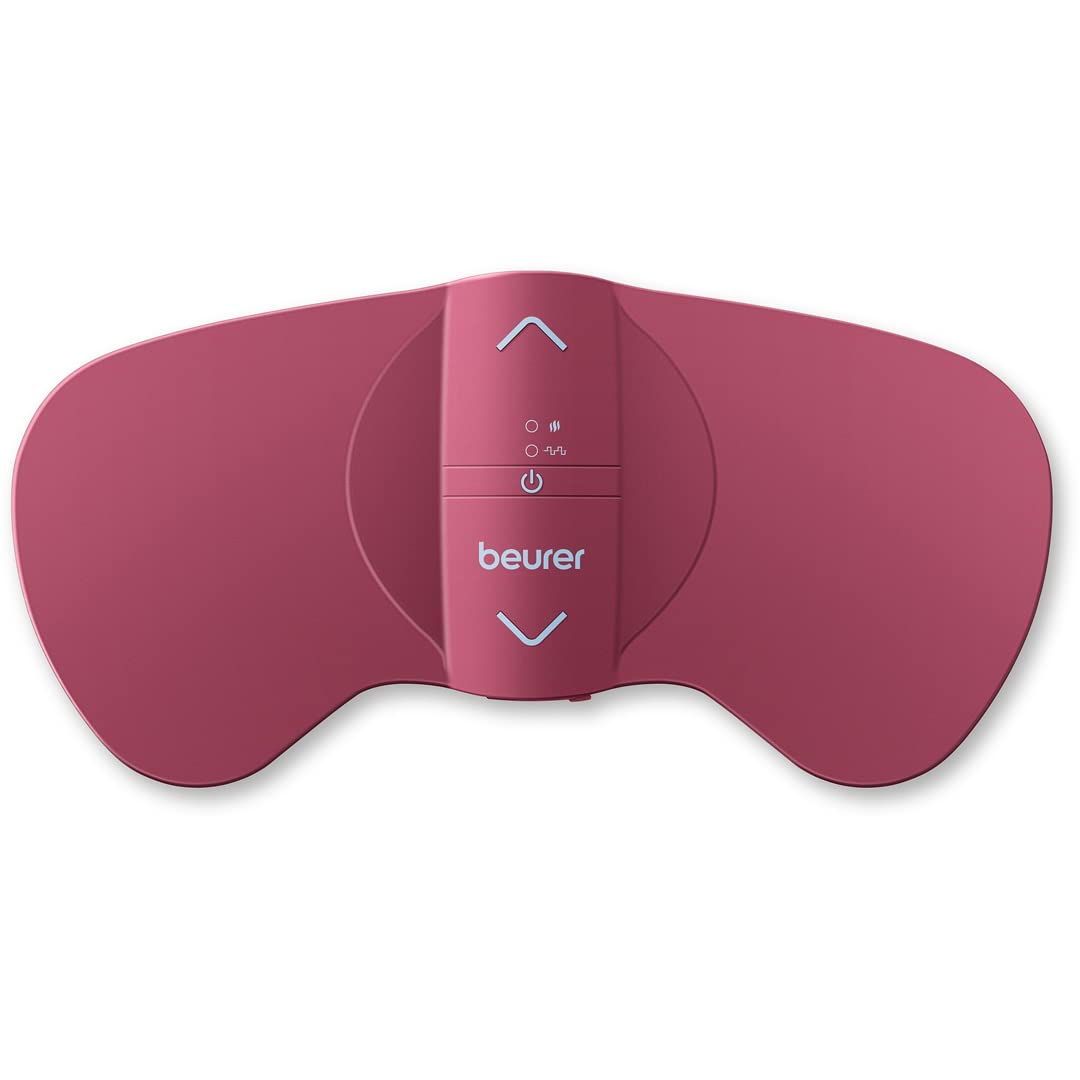 Beurer EM50 TENS Unit & Heating Pad, Portable Period Cramps Pain Relief, Rechargeable, Auto Shut-Off, 15 TENS Levels, for Drug-Free Menstrual or Lower Back Pain Relief