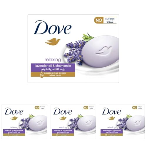 Dove Bar soap Relaxing Lavender Beauty Bar with Lavender and Chamomile Scent 1⁄4 moisturizing cream 90G (Pack of 4)