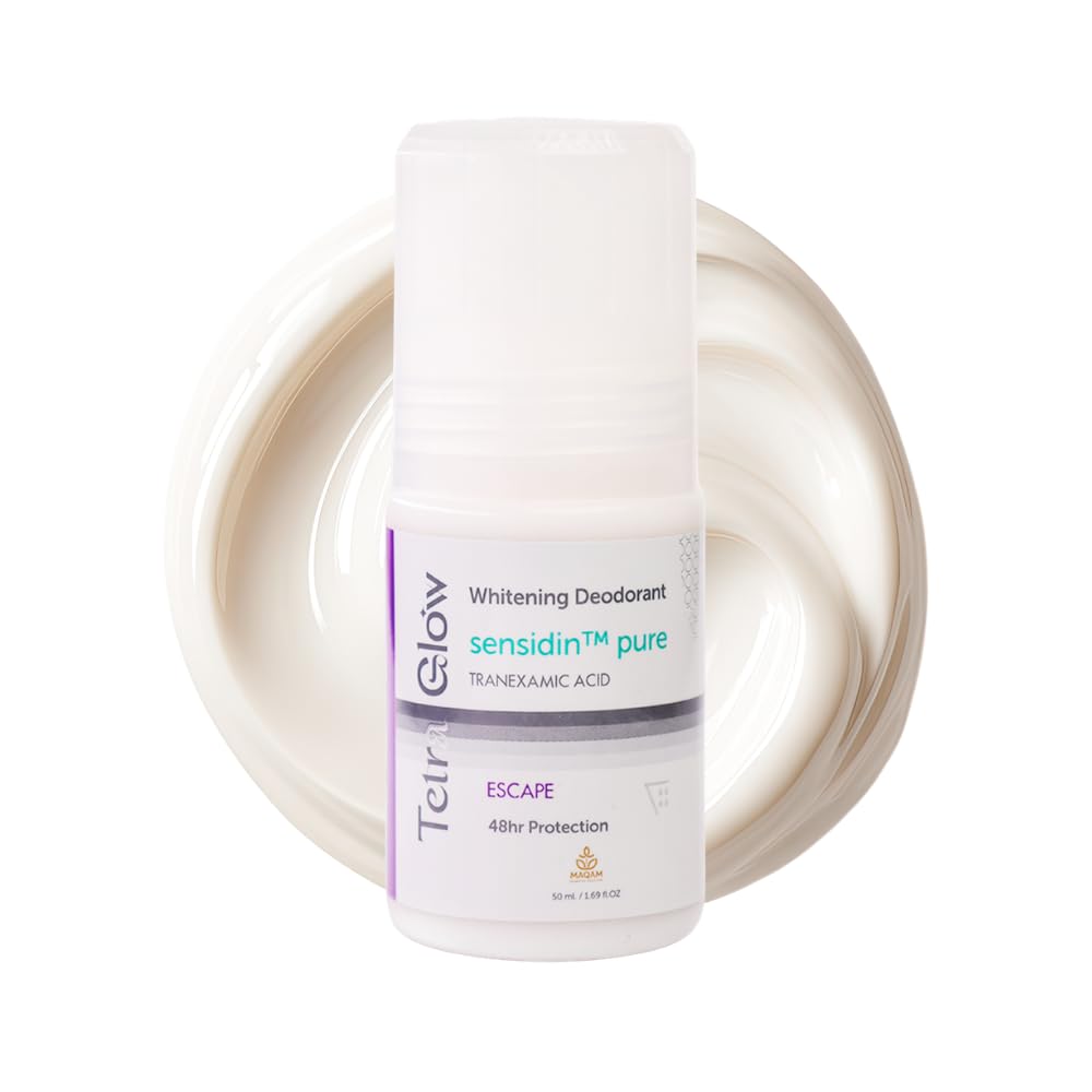 Tetra Glow Whitening Deodorant Escape, superior protection with this innovative whitening deodorant featuring Tranexamic AcidRoll on, Odor Protection, Long Lasting 50 ml