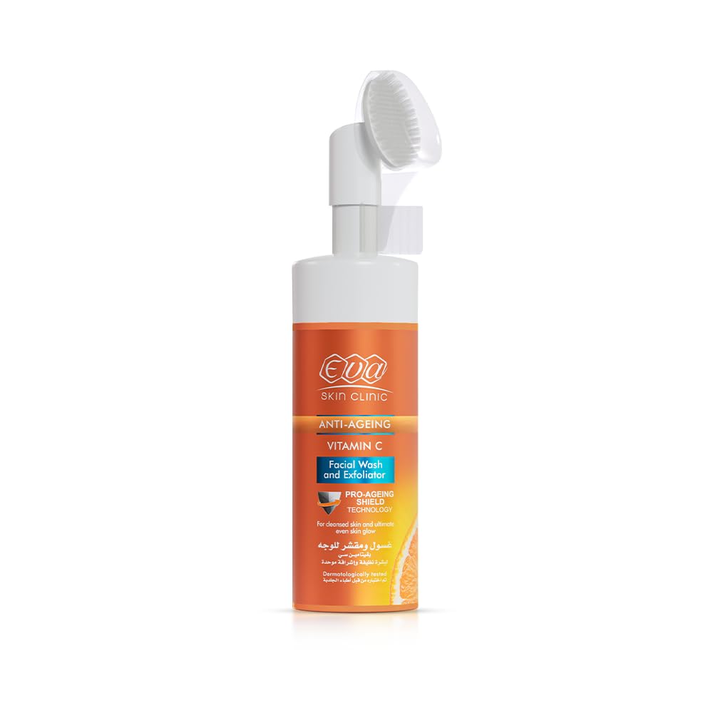 Eva Skin Clinic Vitamin C Facial Wash and Exfoliator for Deep Cleansing Brightening and Glowing Skin Face Cleanser 150 ml