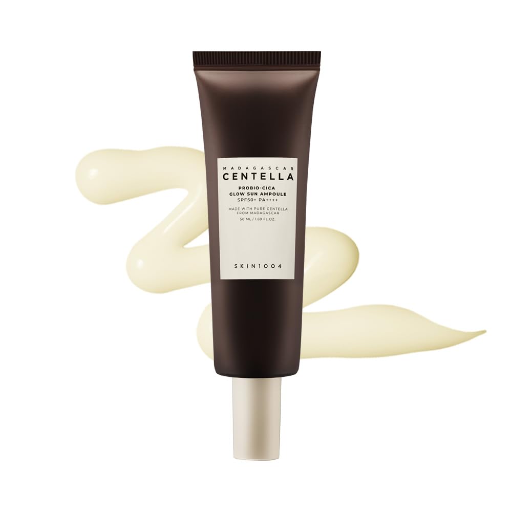 SKIN1004 Madagascar Centella Probio-Cica Glow Sun Ampoule 50ml - SPF 50+ PA++++ - Light Daily Sun Protection with Centella - Moisturizing Vial Texture - No White Effect (50ml)