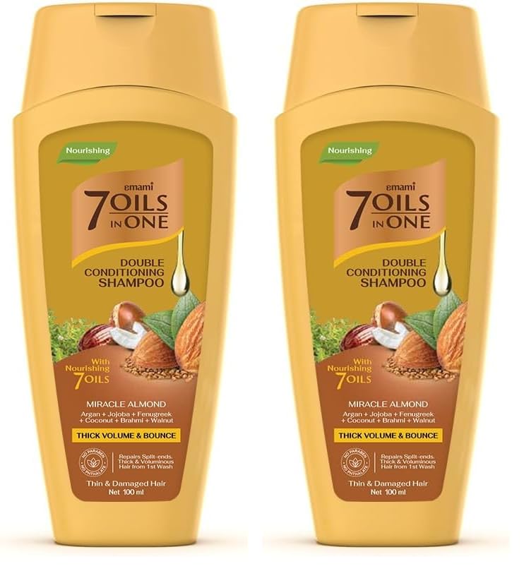 Emami 7 Oils in One Double Conditioning Shampoo Miracle Almond 100 ML (Pack of 2)