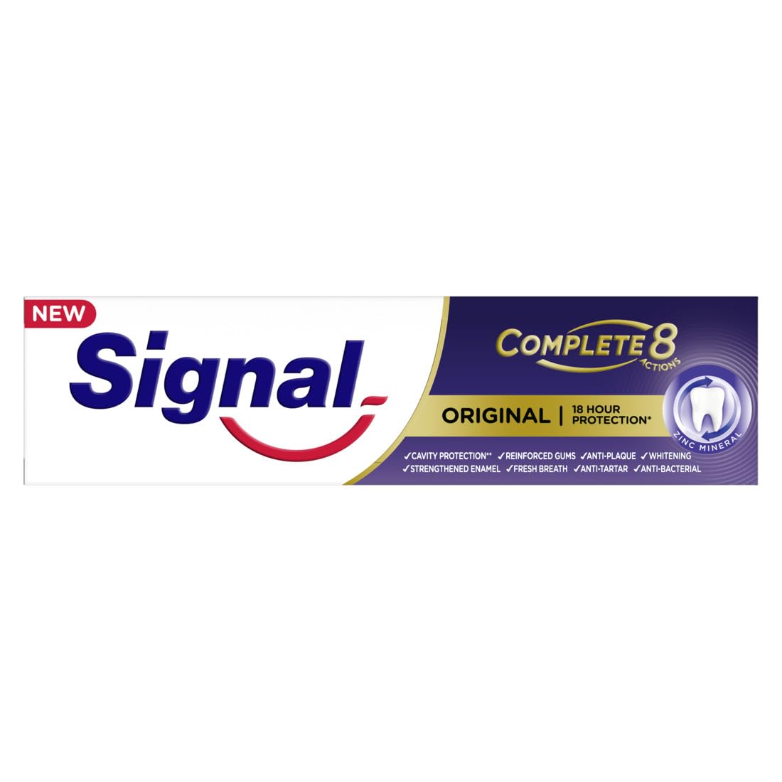 Signal Complete 8 Original with Zinc Mineral without Triclosan for 18H Protection Toothpaste 75ml