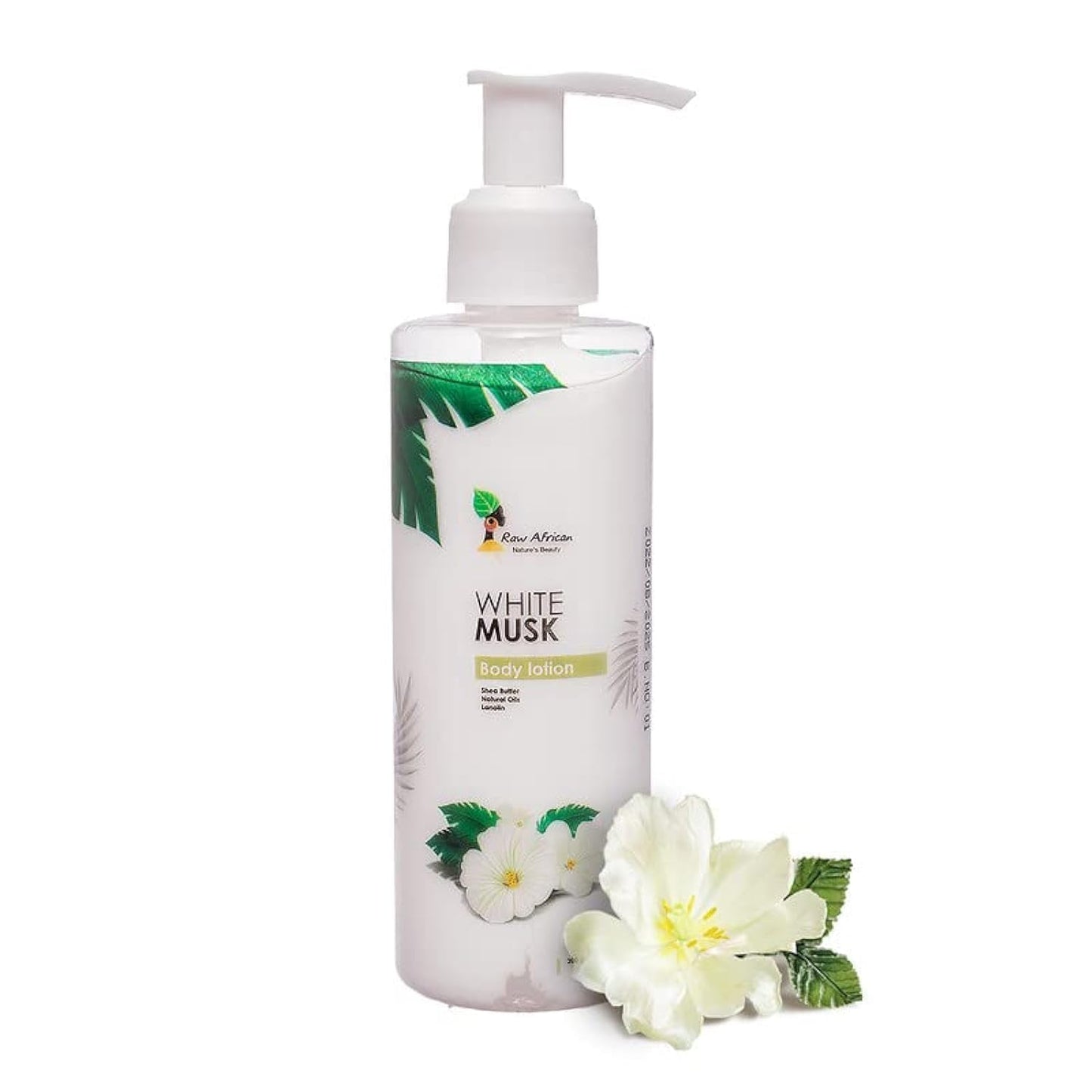 RAW AFRICAN | White Musk Body Lotion | 200 gm | Daily Body Moisturizer | Softer and Smoother Skin | Shea Butter | Vitamin E | Organic | Vegan | 100% Natural Essential Oils | Ready to Gift