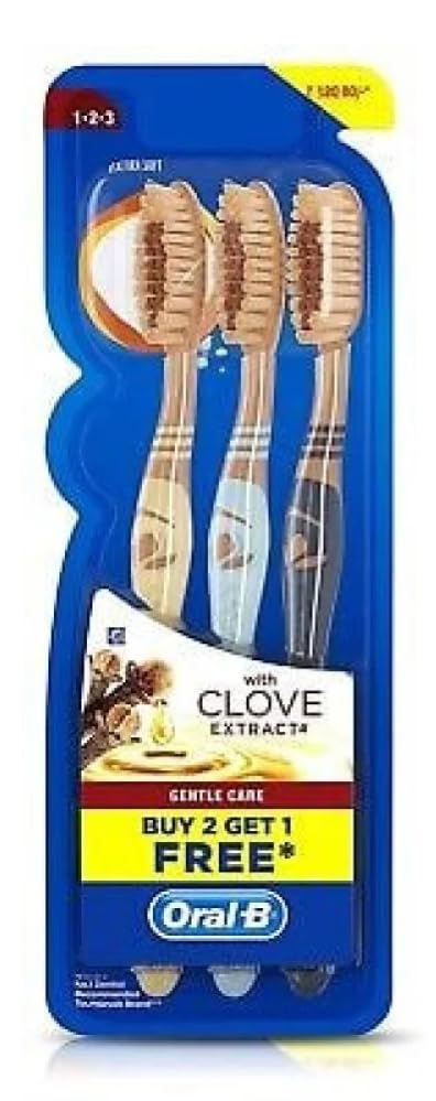 Oral-B Cavity Defense Toothbrush with Clove Extract, Gentle Care, Extra Soft, 3 Count