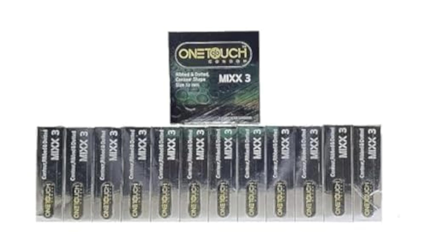 OneTouch Mixx3 Ribbed & Dotted Condoms (12 Packs of 3)