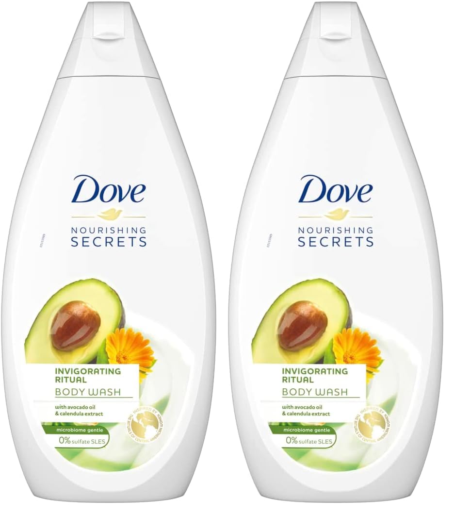 Dove Nourishing Secrets Hydrating Shower Gel Made with Avocado oil & Calendula extract Naturally derived Cleansers Invigorating Ritual 500ML (Pack of 2)