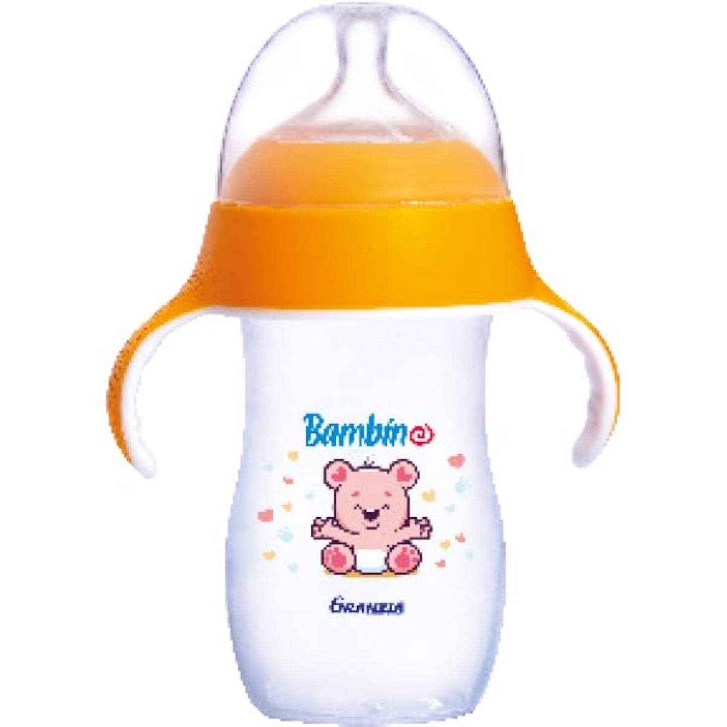 Granzia Bambino Natural Baby Feeding Bottle Orange Color 280 ML With Hand