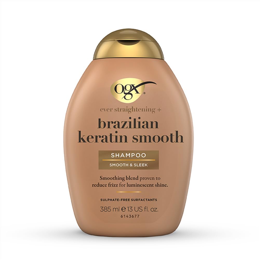 OGX Shampoo, Ever Straightening+ Brazilian Keratin Smooth, New Gentle and PH Balanced Formula, 385ml