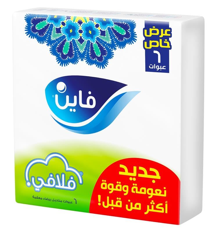 Fine Fluffy Facial Tissues 480 Sheets, 2 Ply, Pack of 6