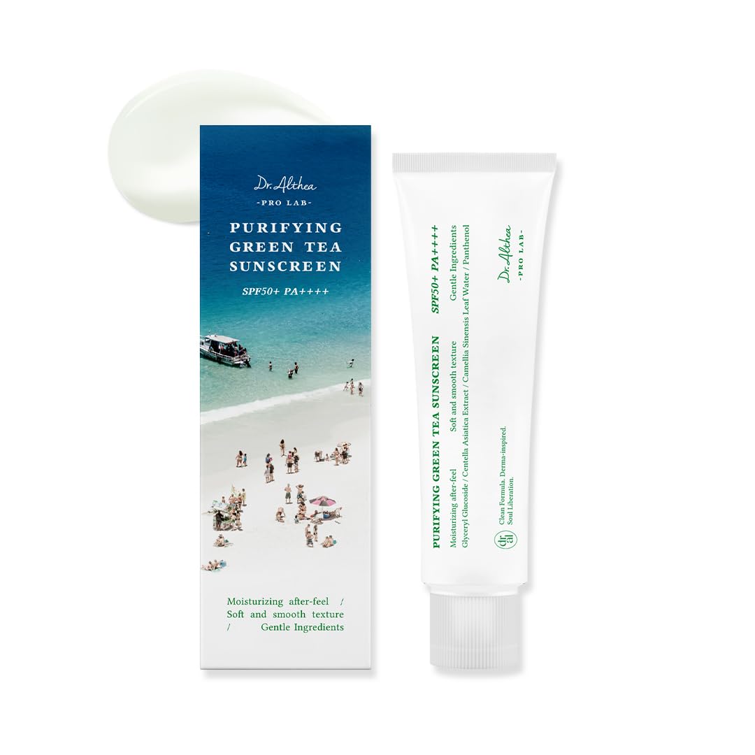 Dr.Althea Purifying Green Tea Sun Screen - Infused with Grean tea and Pearl extract for healthy youthful skin, SPF 50+ / PA++++, No greasy feels & No white cast, No Artificial ingredients