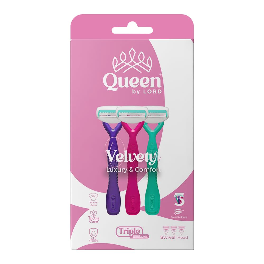 Queen By Lord Velvety Triple Blade Disposable Razors for Women 3–Pack