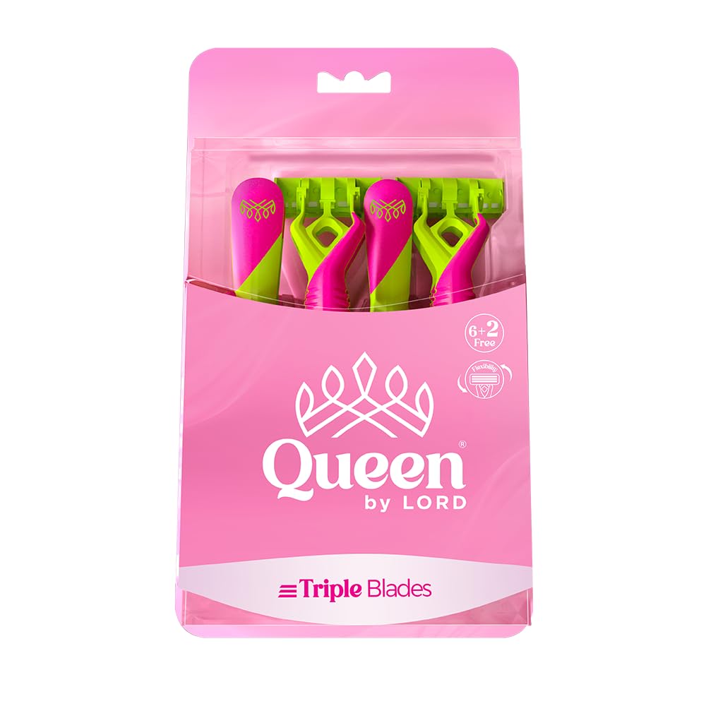 Queen By Lord Disposable Triple Blade Razors 8-Piece Multicolor for Women