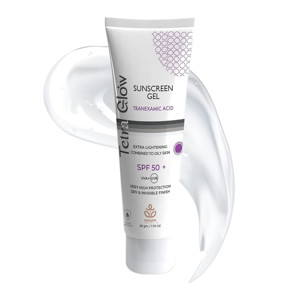 Tetra Glow Sunscreen Gel, chemical sun filters, with a crystal-clear transparency. Formulated specifically for Combined to Oily skin, 50gm