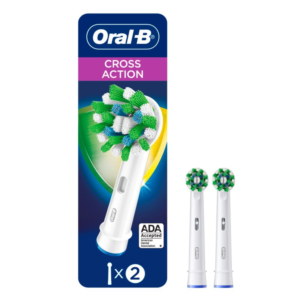 Oral-B Cross Action Electric Toothbrush Replacement Brush Heads Refill, Powered by Braun EB50-2 - Pack of 2 (Packaging may vary)