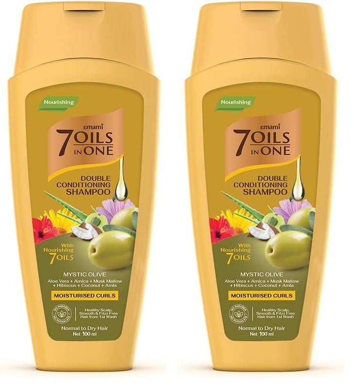 Emami 7 Oils in One Double Conditioning Shampoo Mystic Olive 100 ML (Pack of 2)