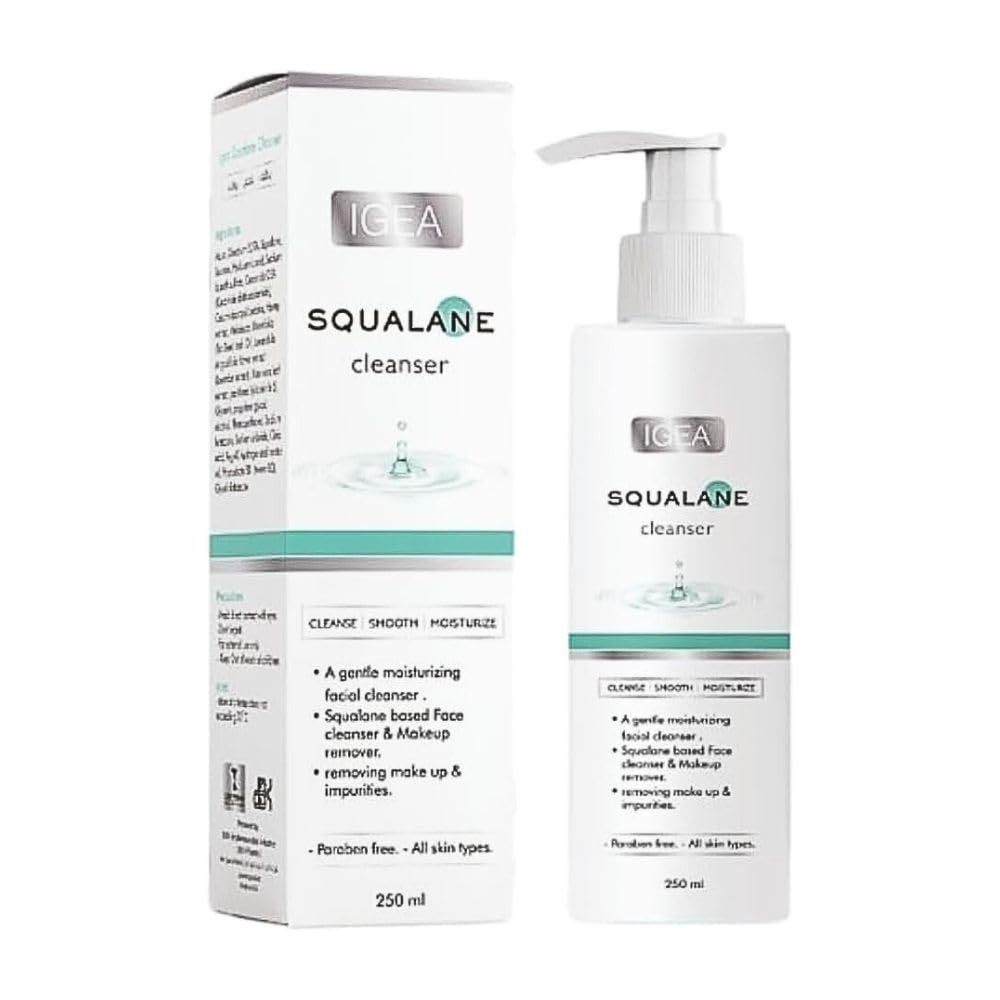 Igea Pharma Squalane Facial Cleanser 250 ml | Gentle Make-up Remover for Dry and Sensitive Skin | Hyaluronic Acid, Tea Tree Oil, Aloe Vera | Deep Hydration and Nourishment - Paraben Free