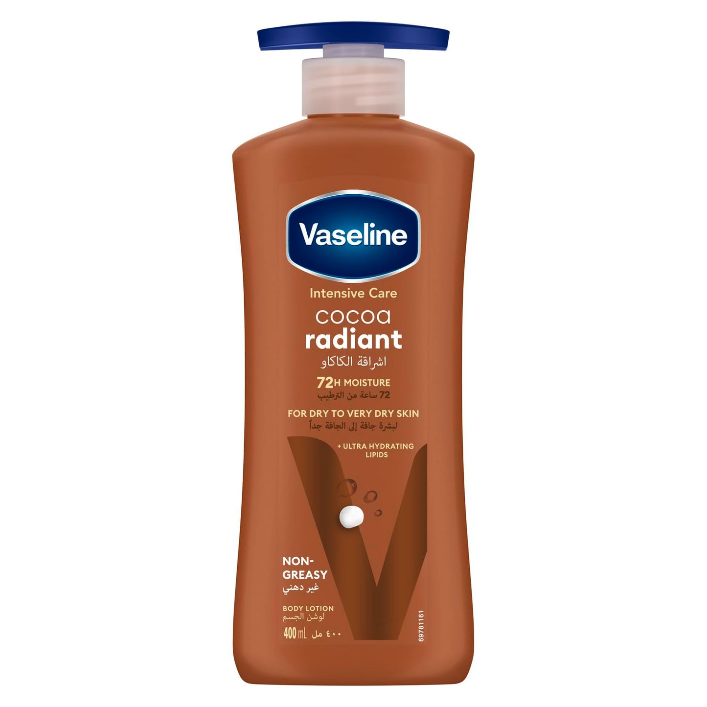 Vaseline Lotion intensive care cocoa radiant made with 100% pure cocoa butter for a natural glow 400ML