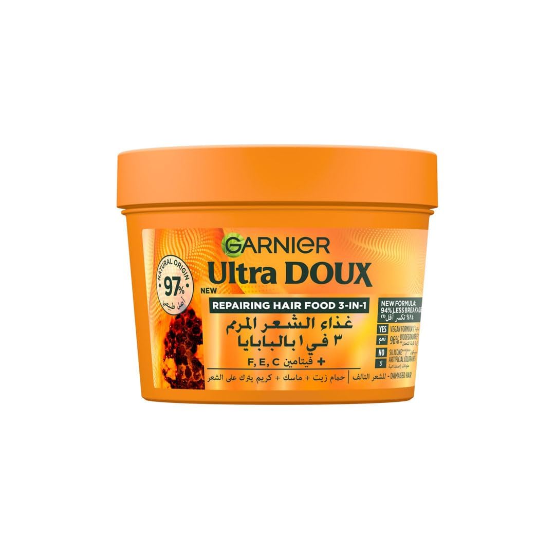 Garnier Ultra Doux Repairing Papaya 3-in-1 Hair, For Damaged Hair, 390 ml