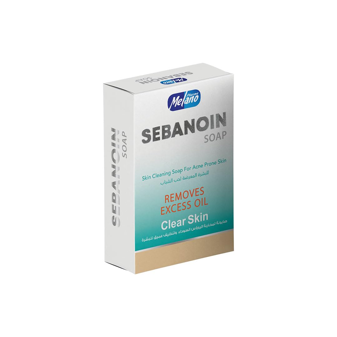 Melano Pharma Melano Sebanoin Soap for Acne-Prone Skin, Deeply Cleanses Skin, Removes Excess Oil, Blackheads and Whiteheads