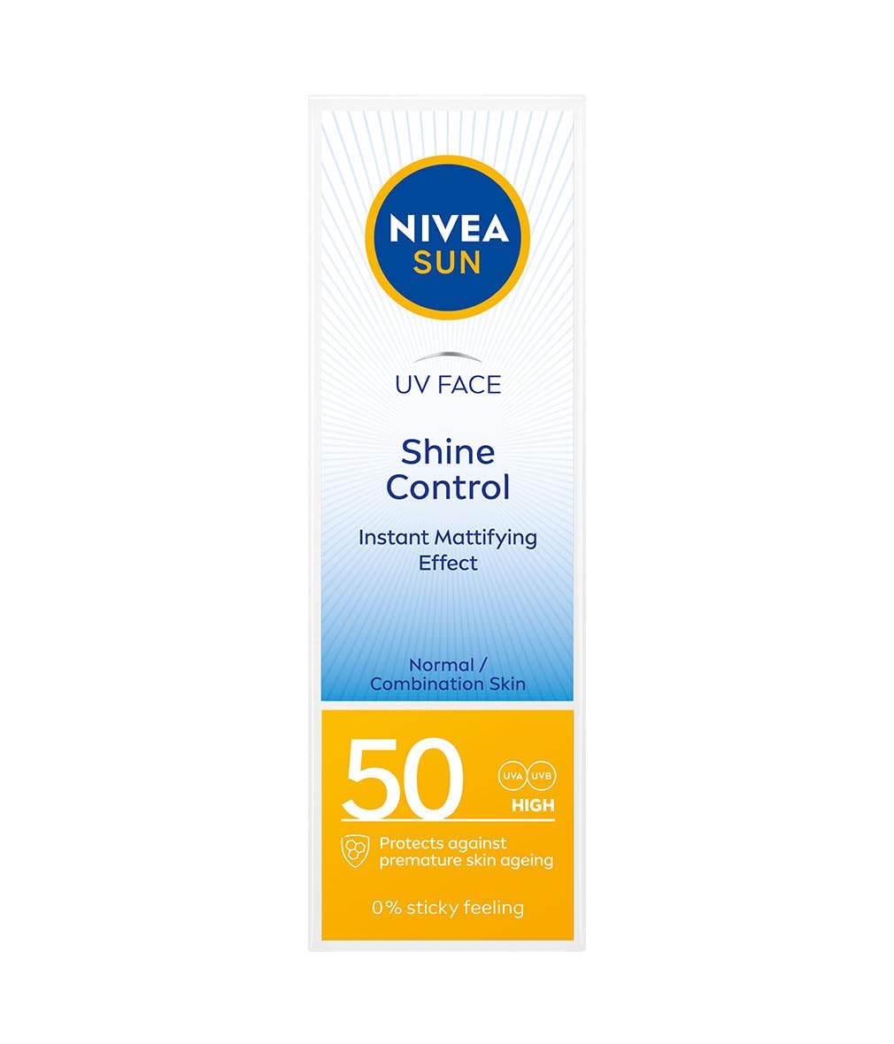NIVEA Sun Shine Control SPF 50 Sunscreen Ultra Matte, No White Cast, Instant UV Protection