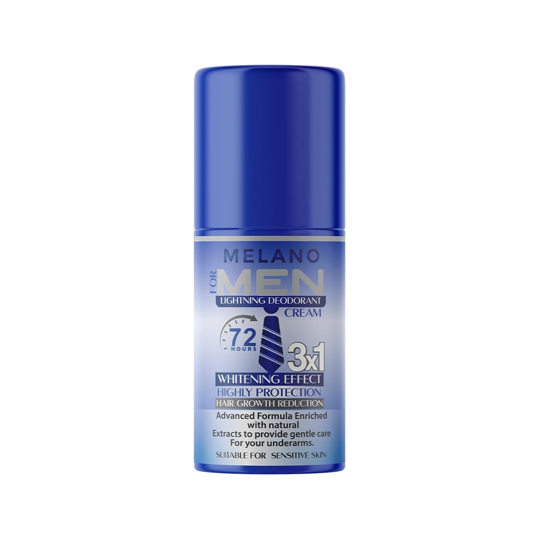 Melano Pharma Melano Deodorant Cream for Men, Lightening Effect, High Protection, Reduce Hair Growth, 72 Hours, Suitable for Sensitive Skin
