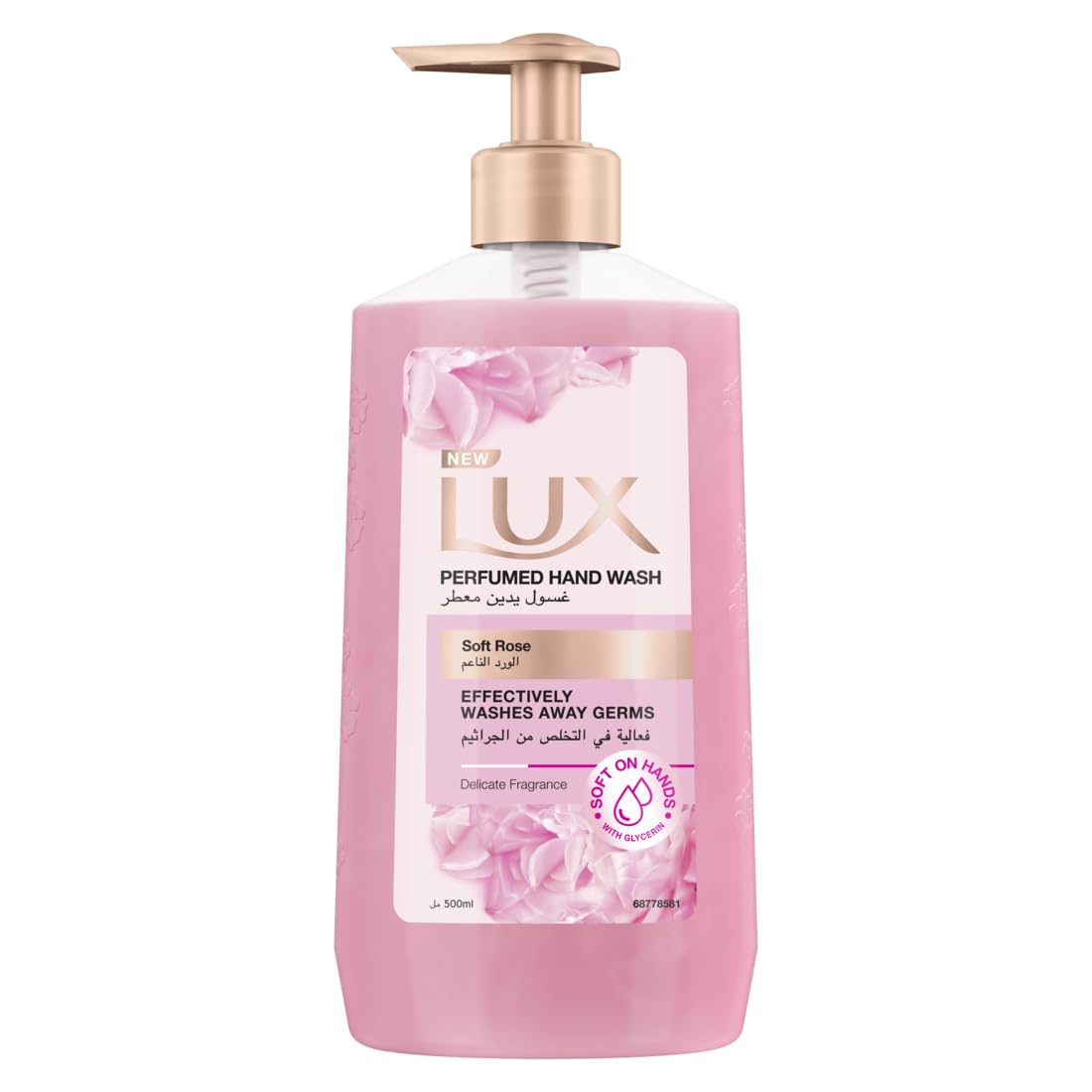 Lux Antibacterial Liquid Handwash Glycerine Enriched, Soft Rose For All Skin Types 500ML