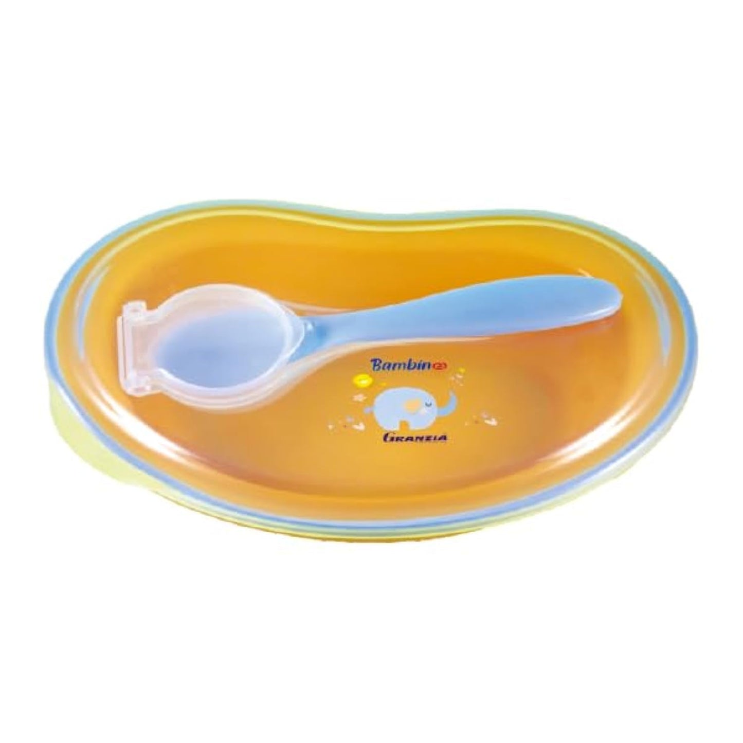 Granzia Bambino Baby Dish With Silicon Spoon Orange