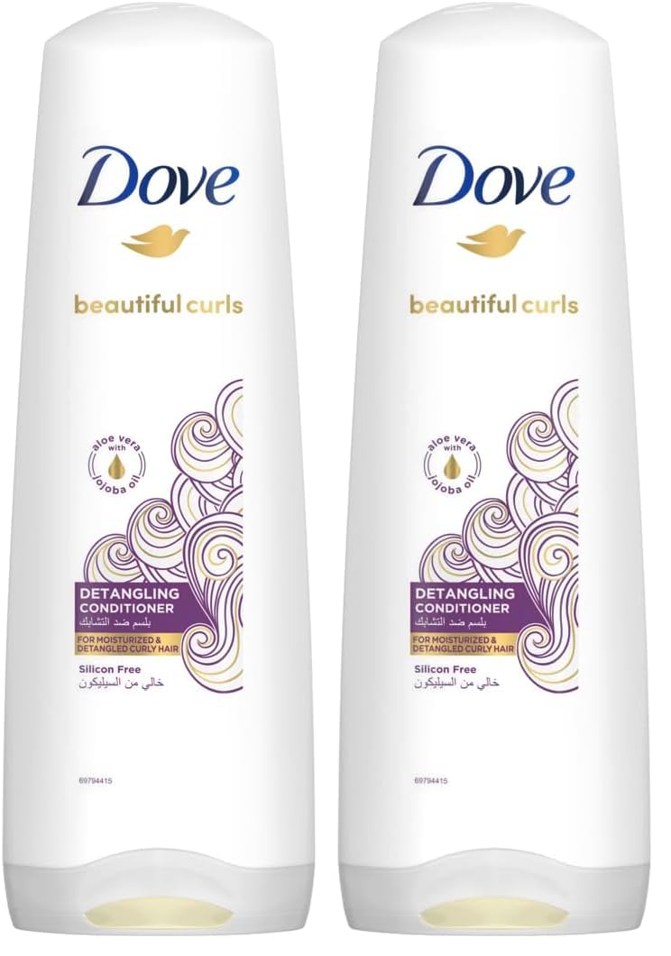 Dove Beautiful Curls Conditioner, Silicon Free, infused with Aloe Vera & Jojoba Oil, to moisture, detangle and hydrate your curls 350ml (Pack of 2)