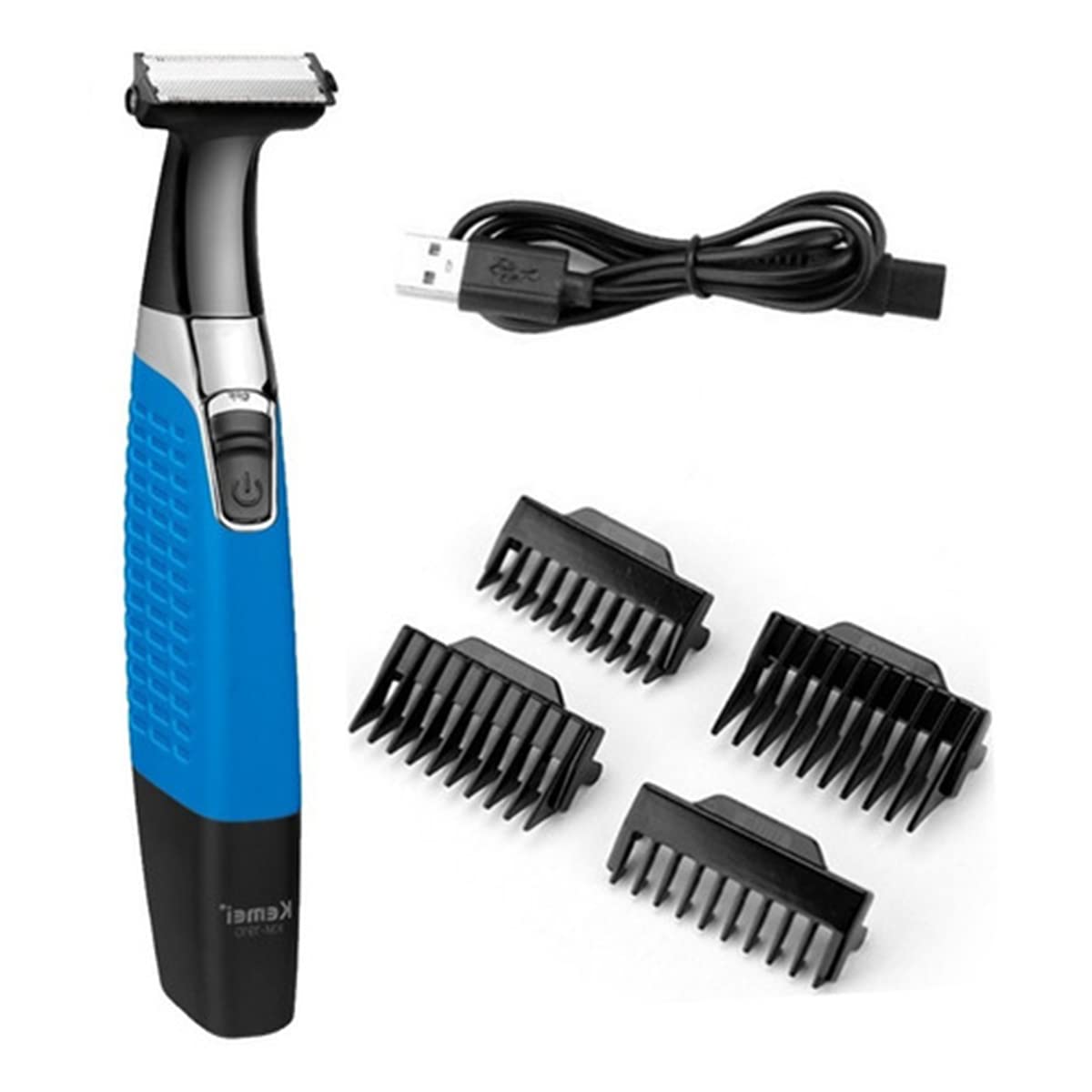 KEMEI Bivolt Km-1910 Waterproof Rechargeable Electric Hair Trimmer Shaver Kemei