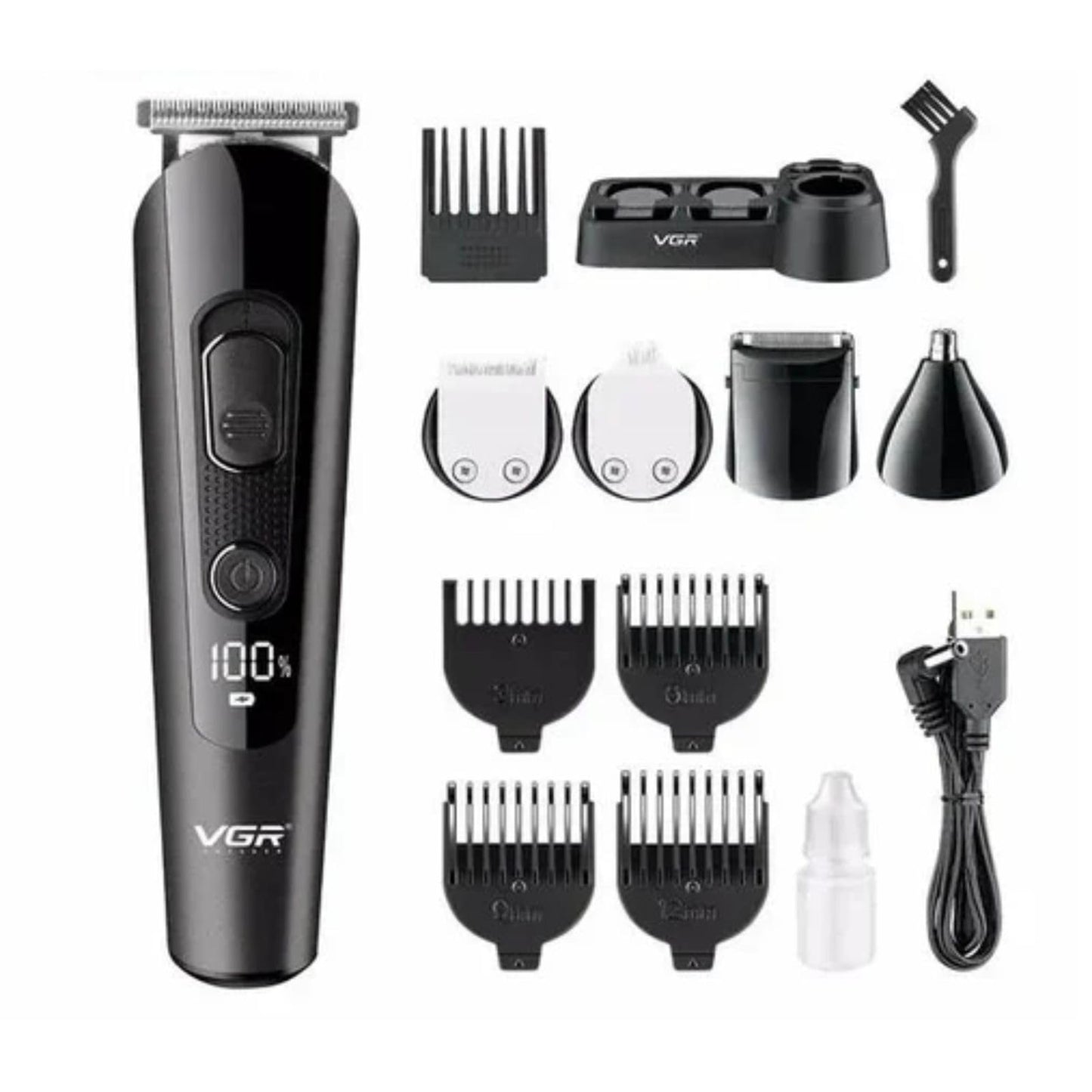 Vgr V175 Professional Cord Cordless Grooming Kit With 5 Guide Combs Runtime 150 Min Trimmer For Men, Black, Standard,1 Count