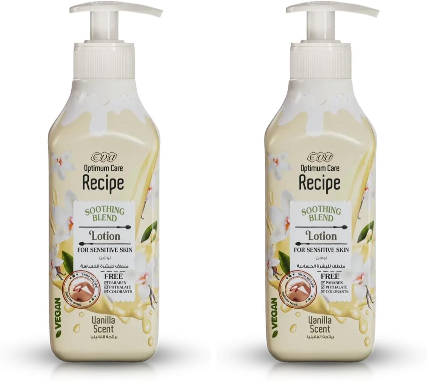 Eva Cosmetics Optimum Care Recipe Soothing Blend Lotion For Sensitive Skin - Vanilla Scent 370 Ml (Pack of 2)