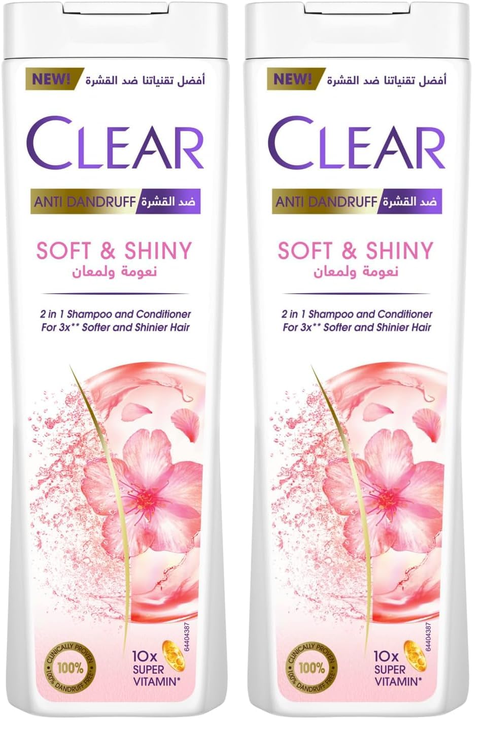 CLEAR Anti Dandruff 2IN1 Shampoo and Conditioner Soft & Shiny, for 3X softer and shiner hair, 360ML (Pack of 2)