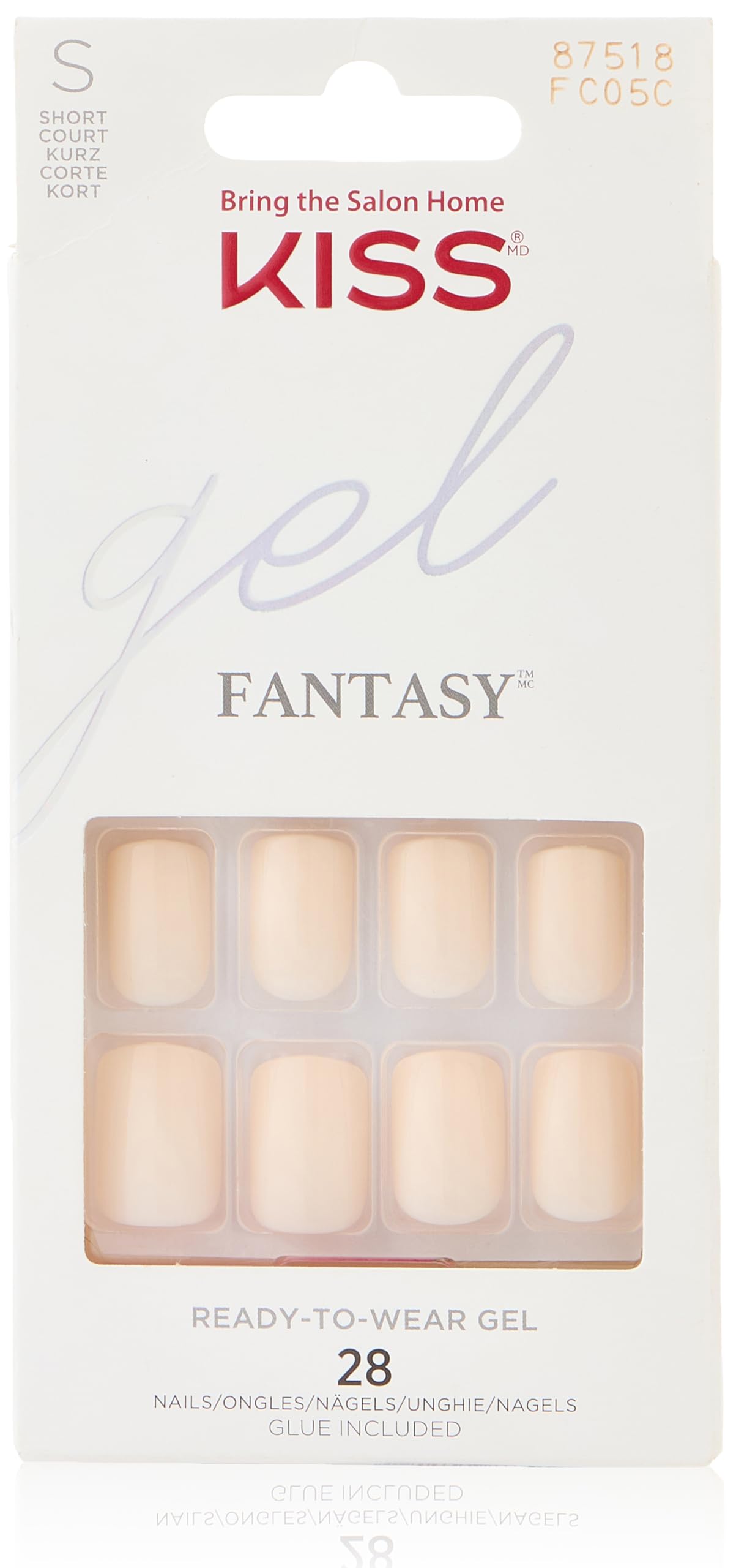 KISS Fantasy Gel False Nails 28-Pieces, Creamy