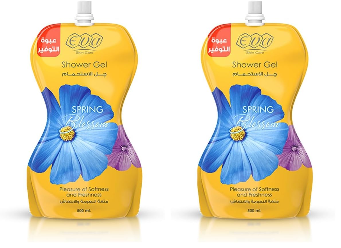 Eva Skin care shower gel pouch Spring Blossom 500ml (Pack of 2)