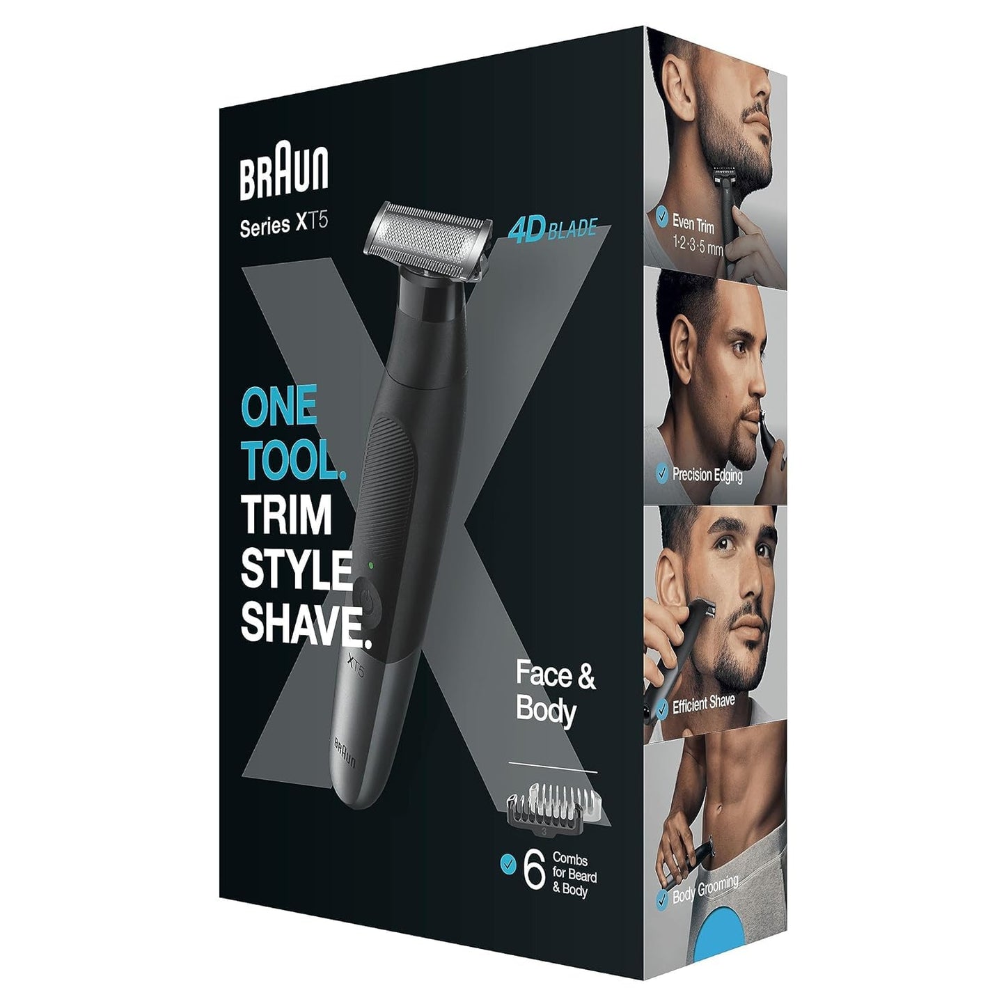 Braun Series XT5 – XT5200 Wet & Dry All in One Trimmer With 6 Attachments and Travel Pouch, Black/Grey-Metal