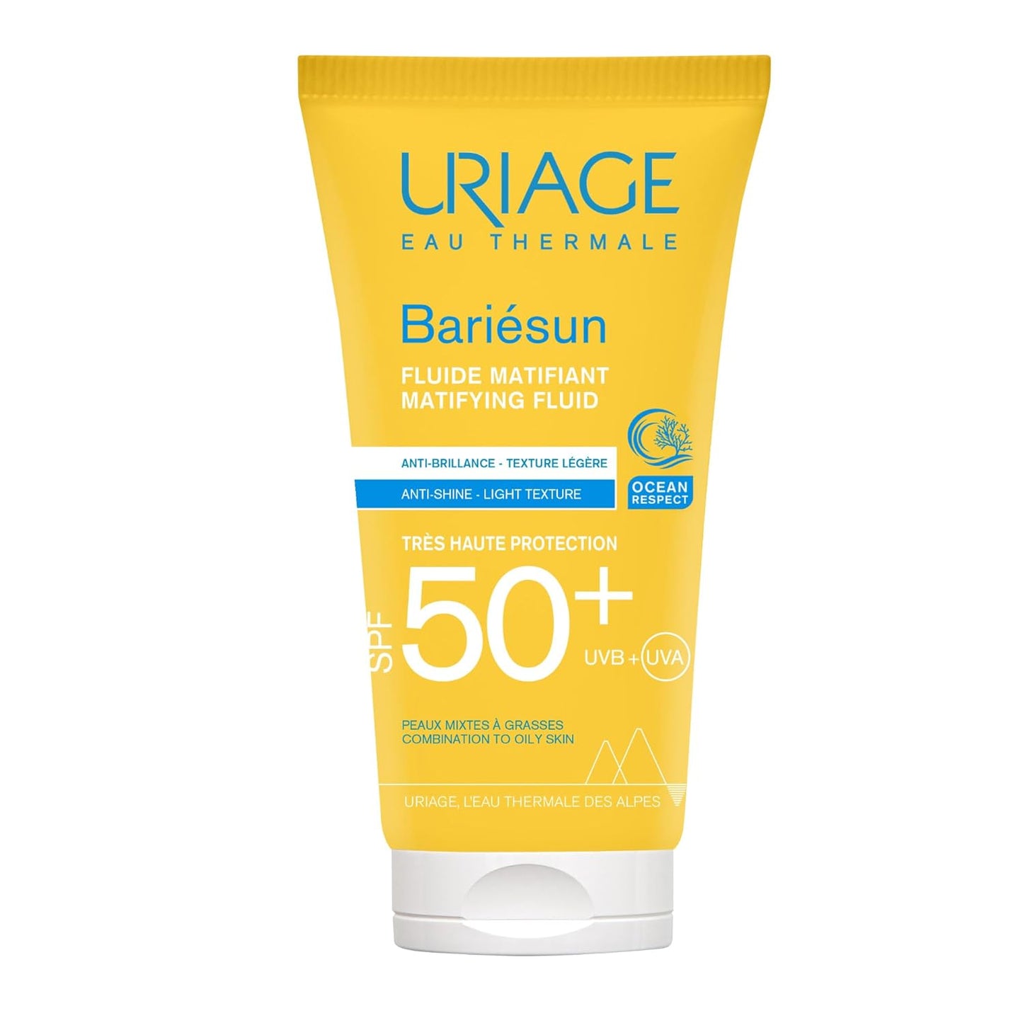 Uriage Bariésun Ultra Light Sun Fluid SPF50+ with Vitamin E - Very High Protection UVA/UVB & Blue Light - Invisible Finish - Non-comedogenic - Ultra Water Resistant Suitable for Sensitive Skin - 30ml