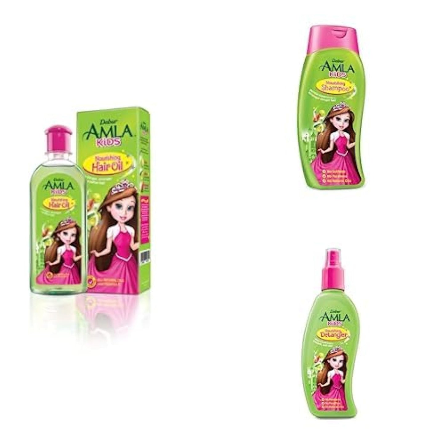 Dabur Amla Kids Hair Care Set - Gentle Cleansing for Long & Strong Hair - No Sulfates & No Parabens - Super Value Pack - 180 ml + 200 ml + 200 ml
