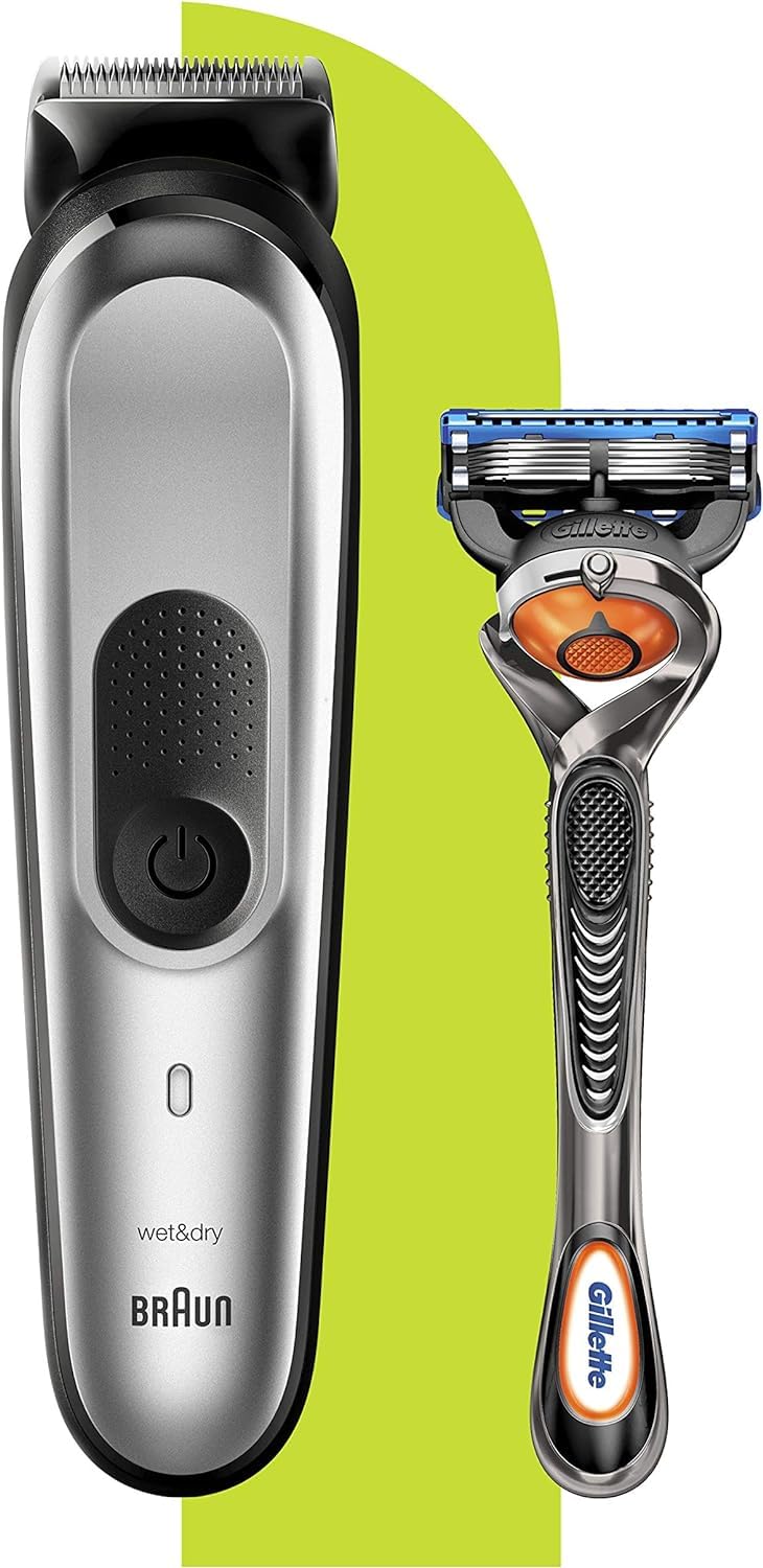 Braun All-in-one trimmer MGK7220, 10-in-1 trimmer, 8 attachments and Gillette Fusion5 ProGlide razor