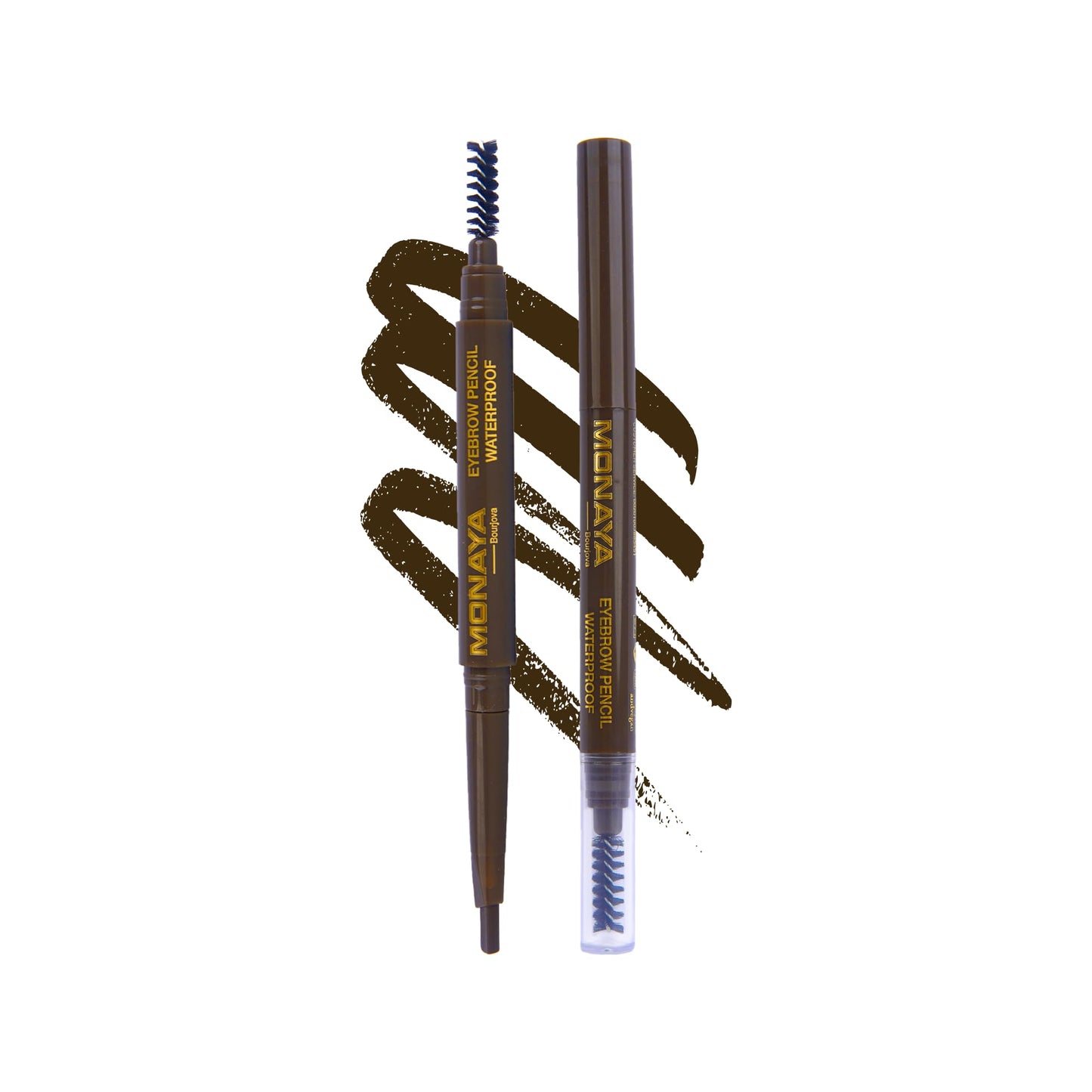 Monaya E002 Chocolate Brown EYEBROW Pencil, Smudgeproof Eye Brow Pencil, Dual Purpose Brow Pencil and Brush Combo, High Definition Waterproof Eyebrow Makeup