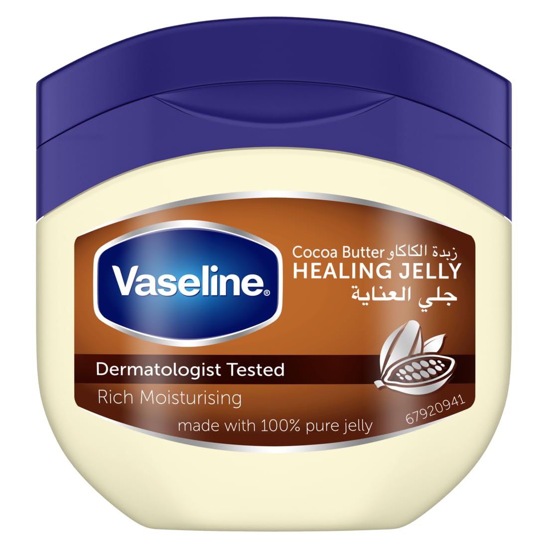 Vaseline Cocoa Butter Healing Jelly Made With Triple Purified Formula For Rich Moisturization 100G