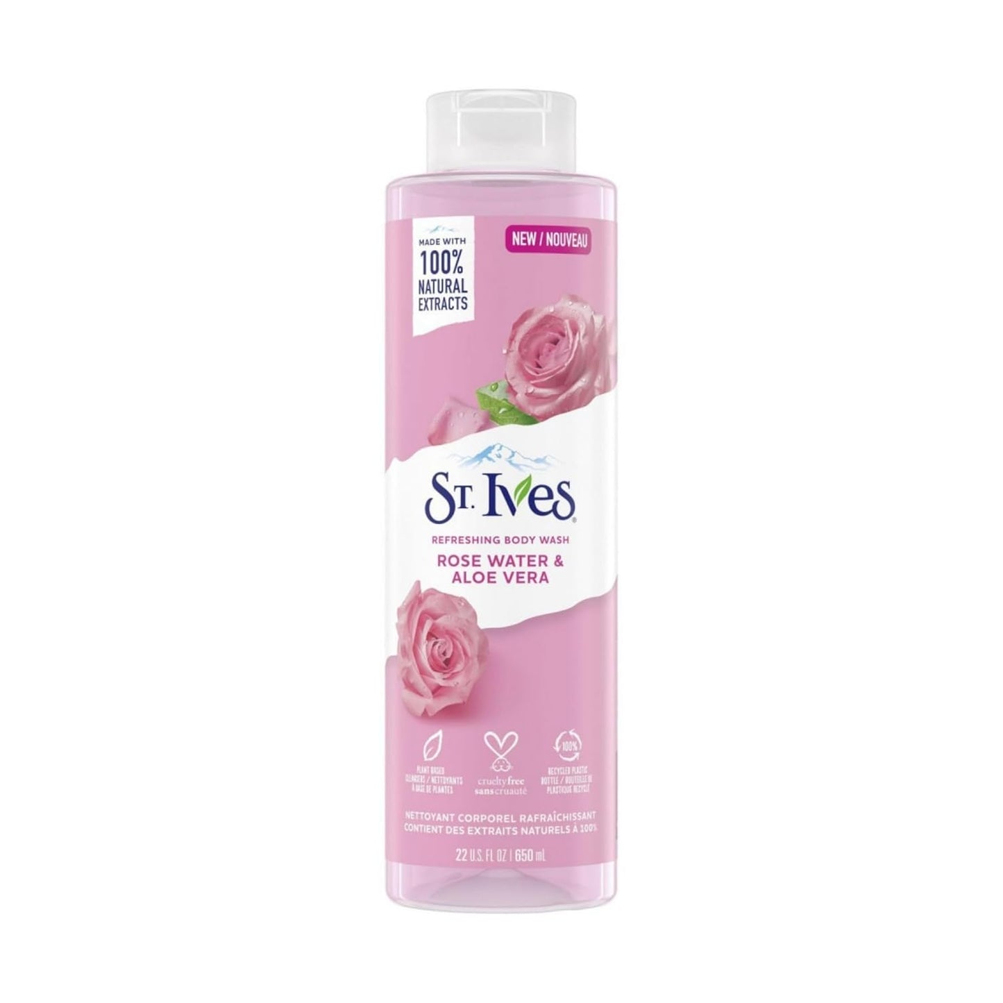 ST. Ives ST.Ives Unilever ST Refreshing Body Cleanser with Rose Water & Aloe Vera, Shower Gel for Women with 100% Natural Extracts, Paraben Free, Cruelty Free, 650ml - Clear